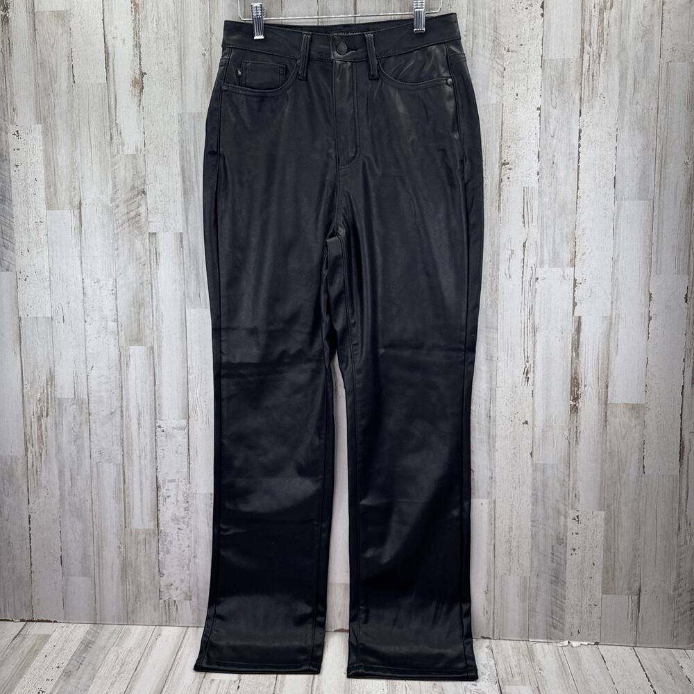 Judy Blue Faux Leather Pants Women 3/26 Black Straight High Rise Moto Biker